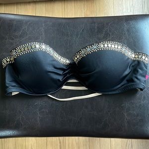 Strapless Victoria’s Secret Swim Top Black and Gold